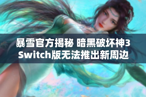 暴雪官方揭秘 暗黑破坏神3Switch版无法推出新周边即将发布
