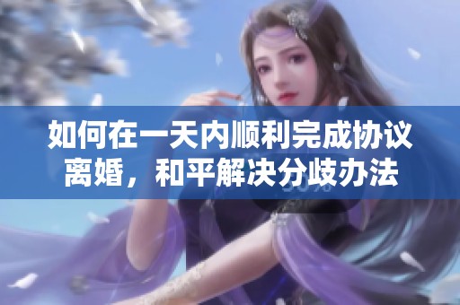 如何在一天内顺利完成协议离婚，和平解决分歧办法