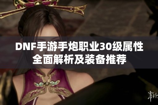 DNF手游手炮职业30级属性全面解析及装备推荐