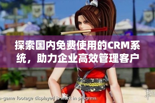 探索国内免费使用的CRM系统，助力企业高效管理客户关系