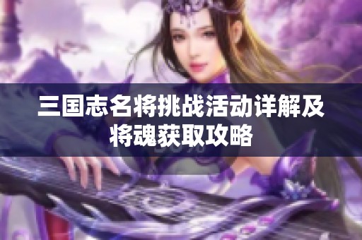 三国志名将挑战活动详解及将魂获取攻略