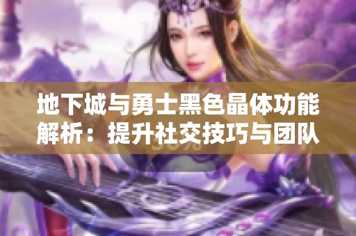地下城与勇士黑色晶体功能解析：提升社交技巧与团队合作能力