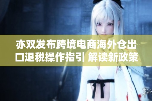 亦双发布跨境电商海外仓出口退税操作指引 解读新政策