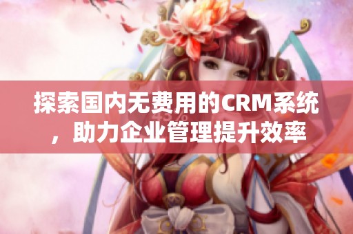 探索国内无费用的CRM系统，助力企业管理提升效率