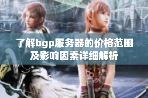 了解bgp服务器的价格范围及影响因素详细解析