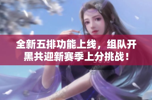 全新五排功能上线，组队开黑共迎新赛季上分挑战！
