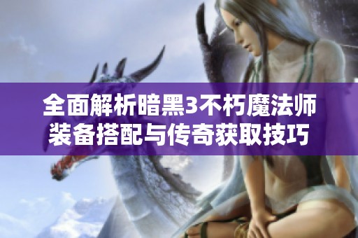 全面解析暗黑3不朽魔法师装备搭配与传奇获取技巧