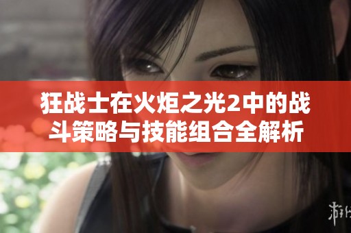 狂战士在火炬之光2中的战斗策略与技能组合全解析