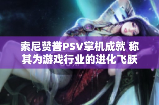 索尼赞誉PSV掌机成就 称其为游戏行业的进化飞跃