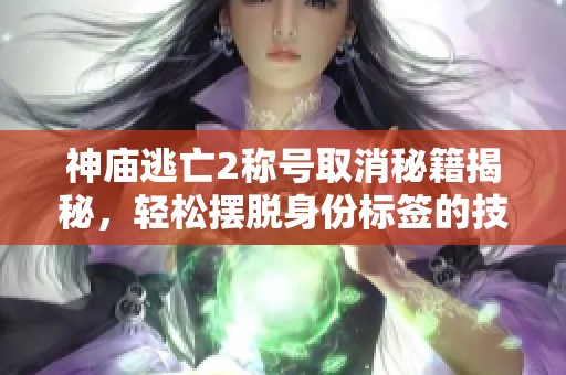 神庙逃亡2称号取消秘籍揭秘，轻松摆脱身份标签的技巧分享