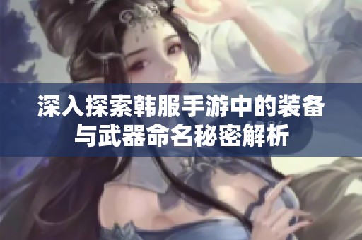 深入探索韩服手游中的装备与武器命名秘密解析