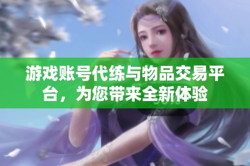 游戏账号代练与物品交易平台，为您带来全新体验