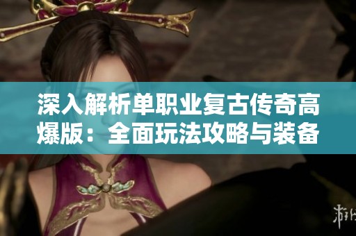 深入解析单职业复古传奇高爆版：全面玩法攻略与装备分析